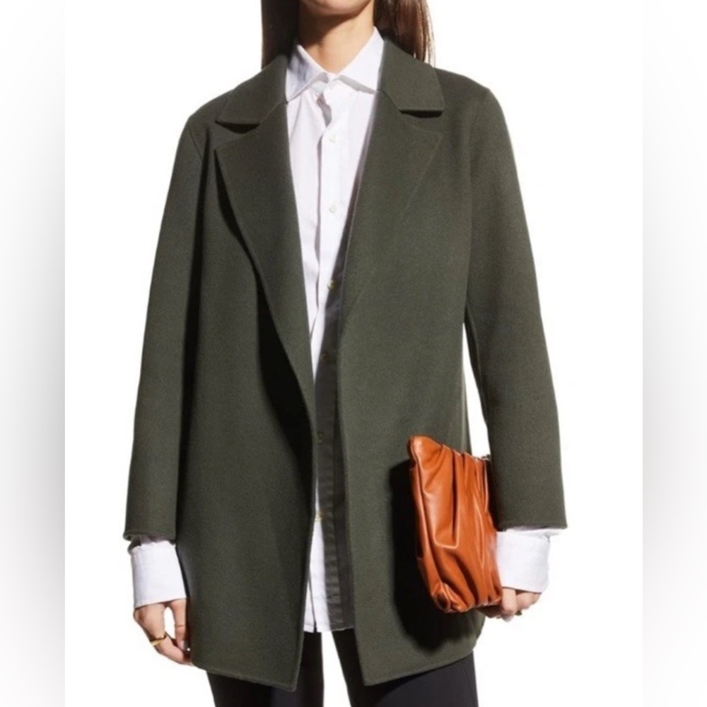 $465 Theory Clairene Jacket – Olive Green Double Face Wool-Cashmere Size TP (XS)